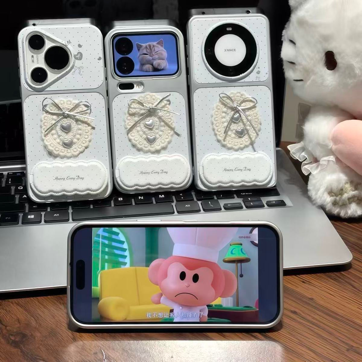 Heart & Bowknot Mirror Stand Phone Case