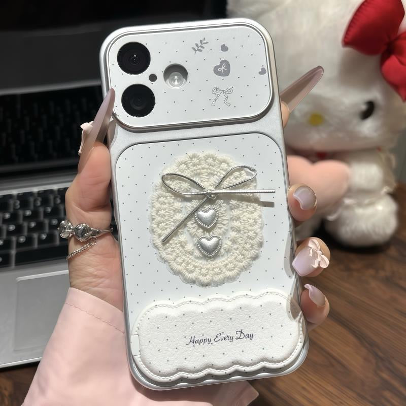 Heart & Bowknot Mirror Stand Phone Case