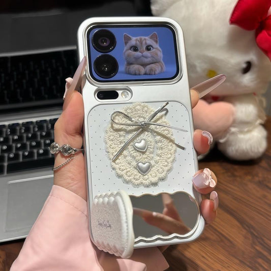 Heart & Bowknot Mirror Stand Phone Case
