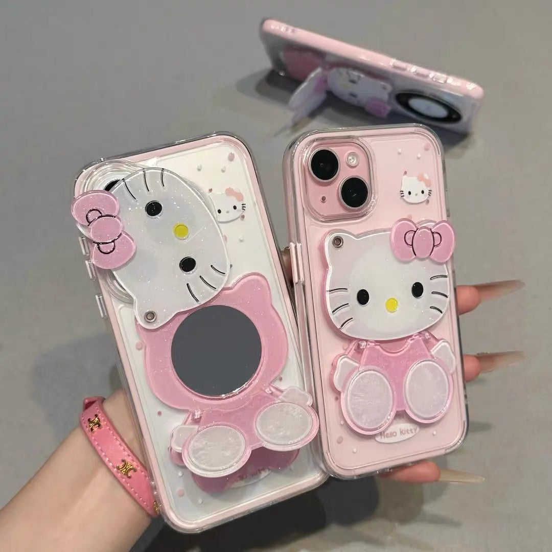 Kitty Phone Case with Mirror and Stand