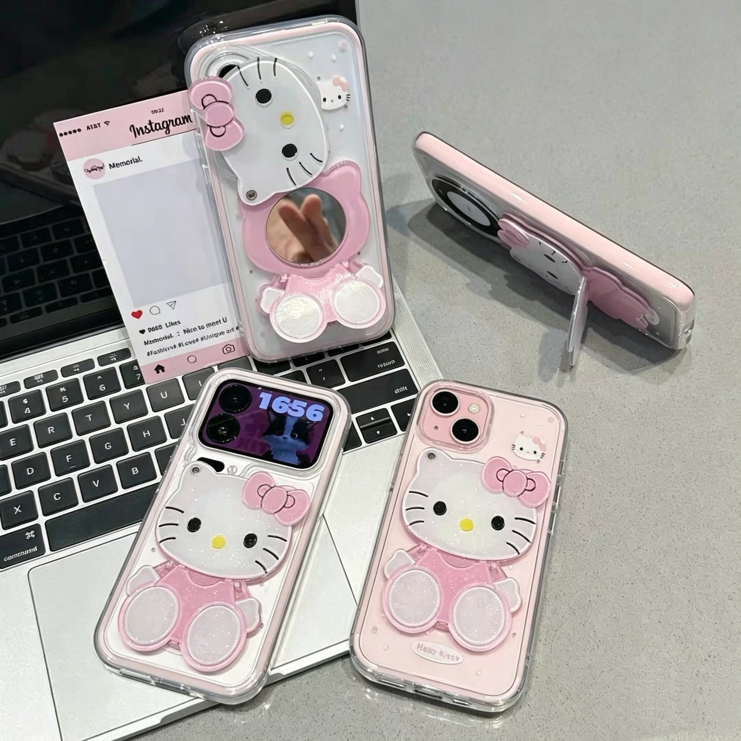 Kitty Phone Case with Mirror and Stand