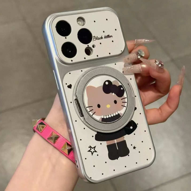 Black Hello Kitty Phone Case (with Rotating Stand)