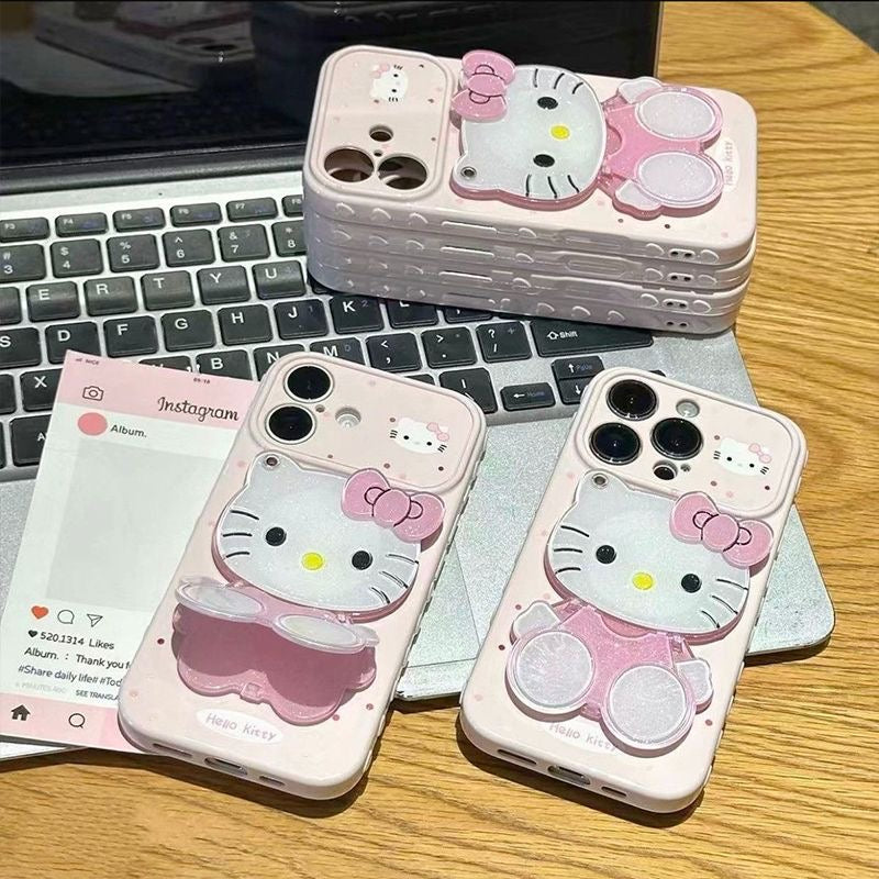 Pink Hello Kitty Phone Case with Mirror and Stand