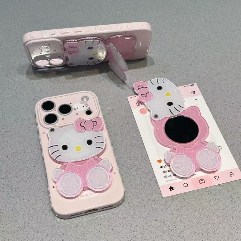 Pink Hello Kitty Phone Case with Mirror and Stand