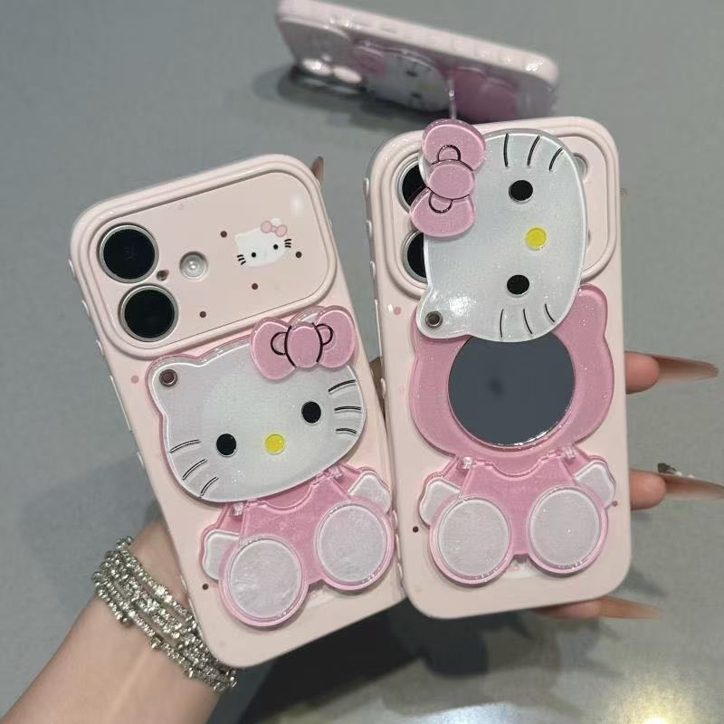 Pink Hello Kitty Phone Case with Mirror and Stand