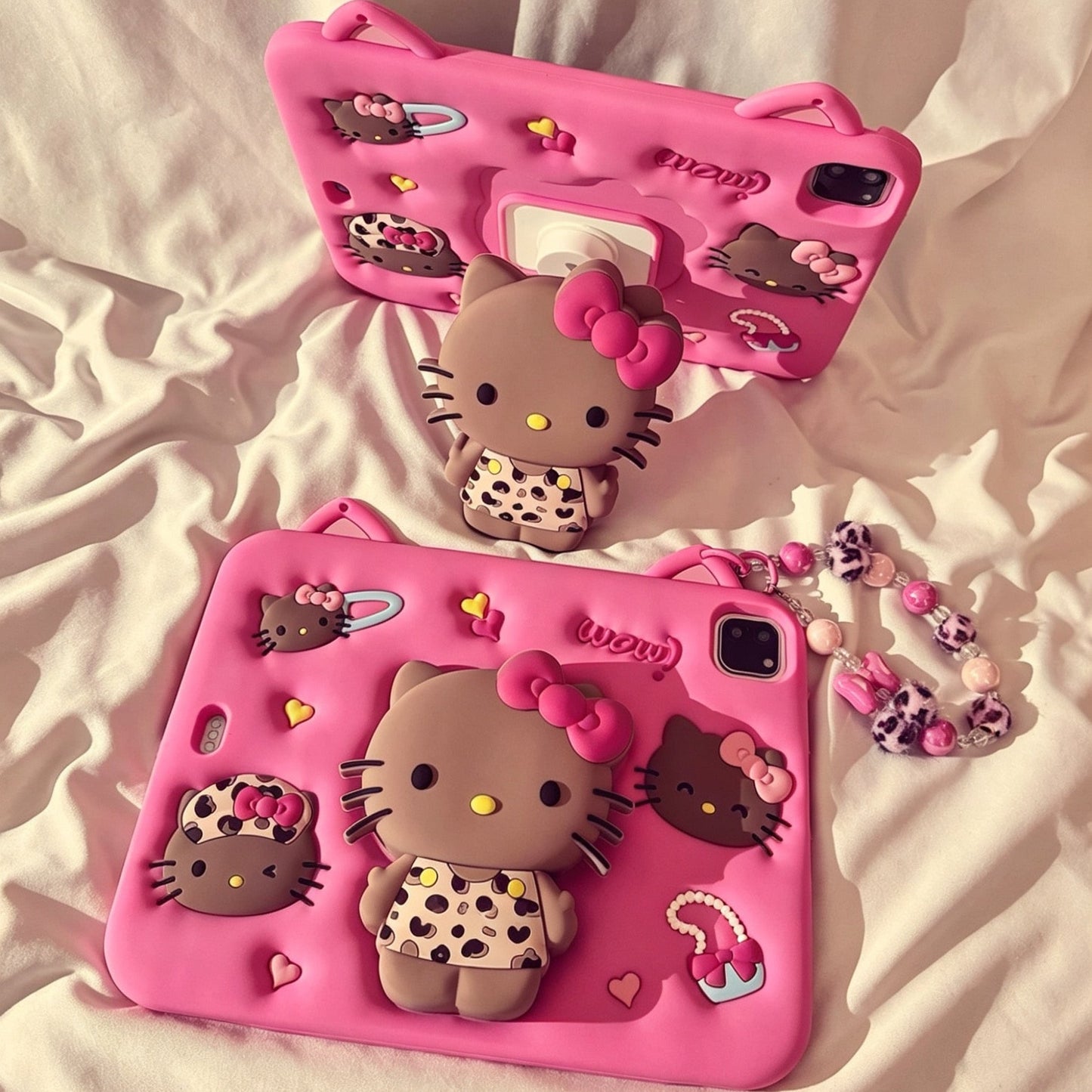 Sweet and cool leopard print cat iPad tablet case