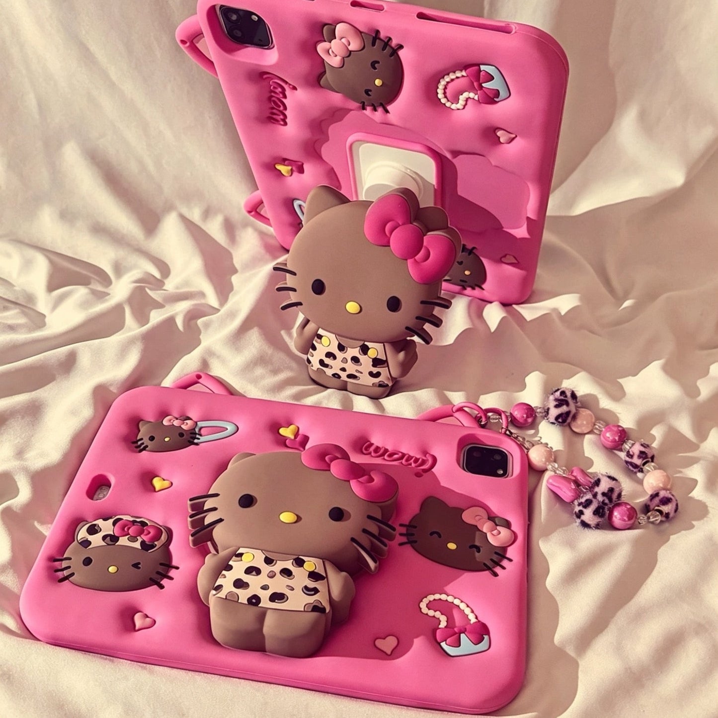 Sweet and cool leopard print cat iPad tablet case