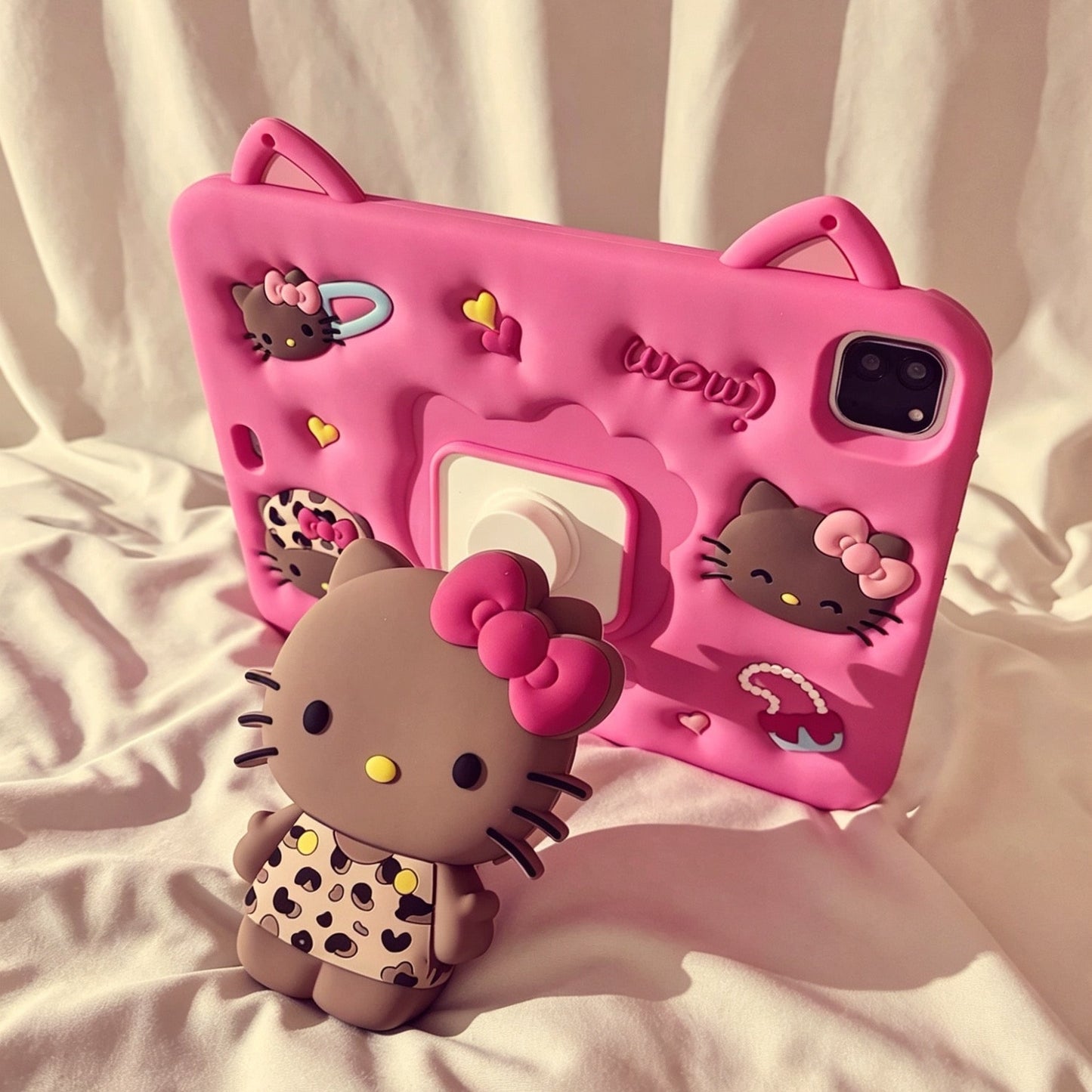 Sweet and cool leopard print cat iPad tablet case