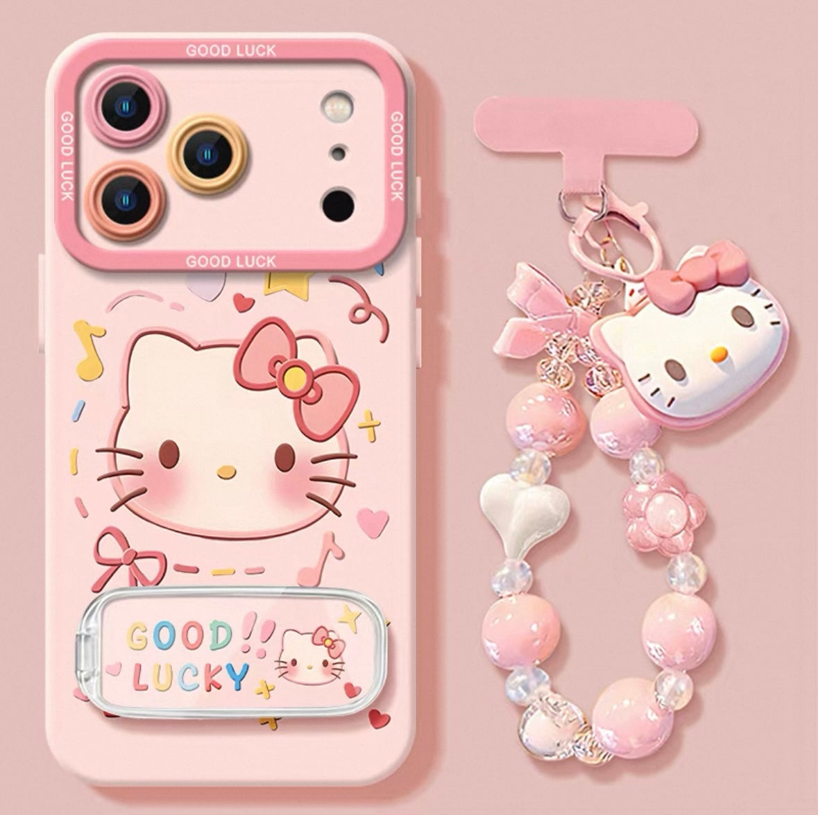 Pink Hello Kitty Mirror Stand Bracelet Phone Case