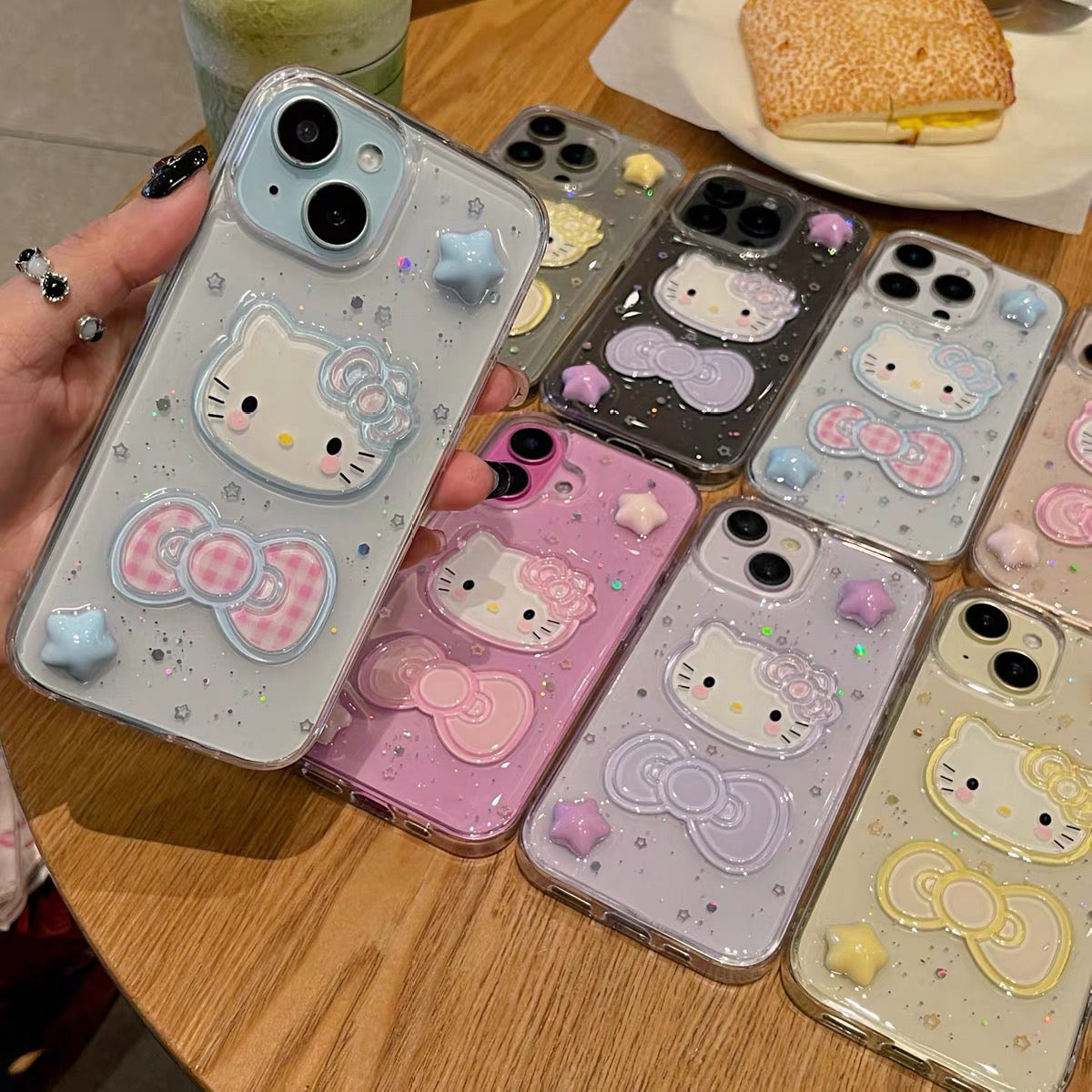 Stars and Hello Kitty Transparent Phone Case
