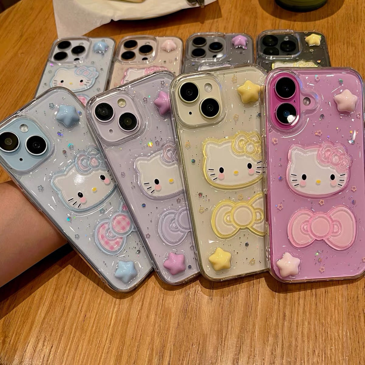 Stars and Hello Kitty Transparent Phone Case