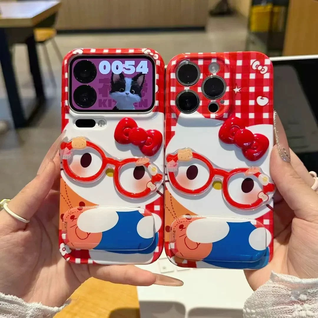 3D Frame Bow Kitty Cat Stand Phone Case