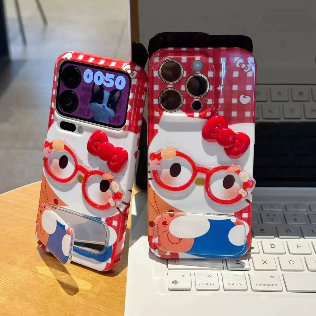 3D Frame Bow Kitty Cat Stand Phone Case