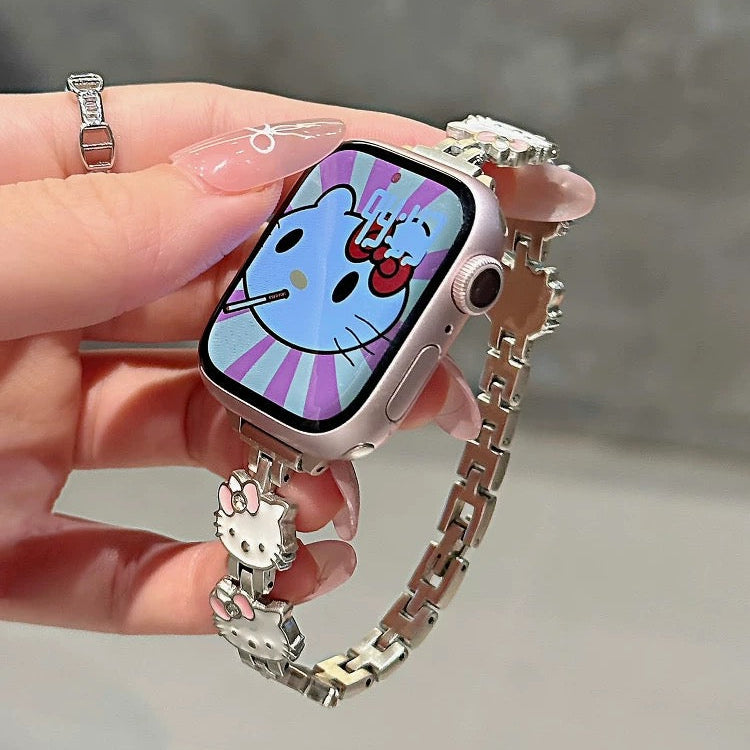 Apple Watch Series 11 Cute Hello Kitty Bracelet with Metal Strap, Apple Watch Series 9 SE