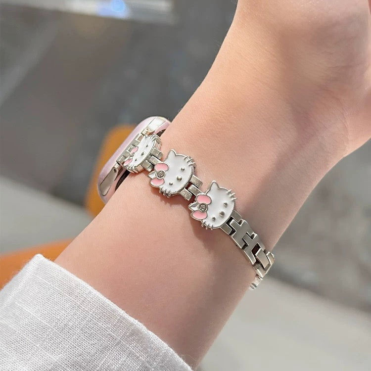 Apple Watch Series 11 Cute Hello Kitty Bracelet with Metal Strap, Apple Watch Series 9 SE