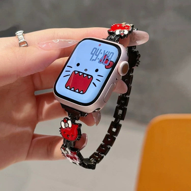 Apple Watch Series 11 Cute Hello Kitty Bracelet with Metal Strap, Apple Watch Series 9 SE