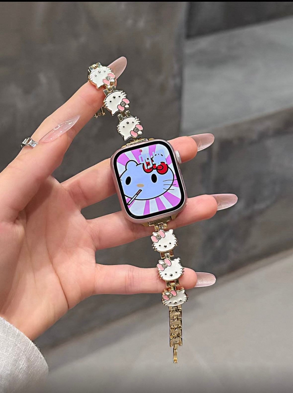 Apple Watch Series 11 Cute Hello Kitty Bracelet with Metal Strap, Apple Watch Series 9 SE