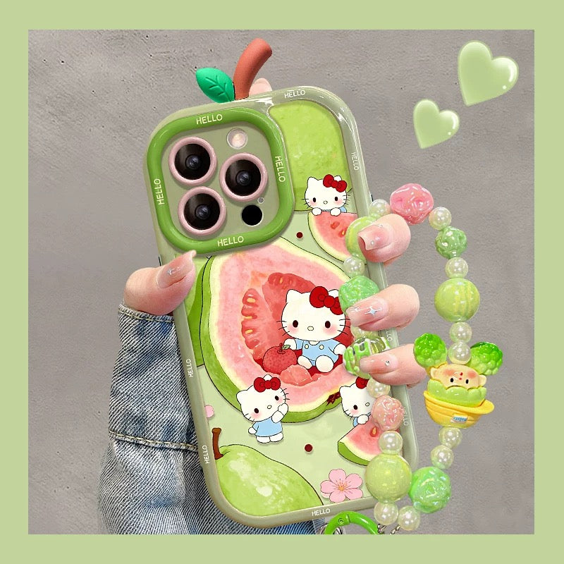 Guava Green Kitty Cat Leaf Bracelet Phone Case