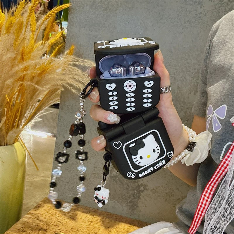 Dark phone makeup mirror earphone protective case