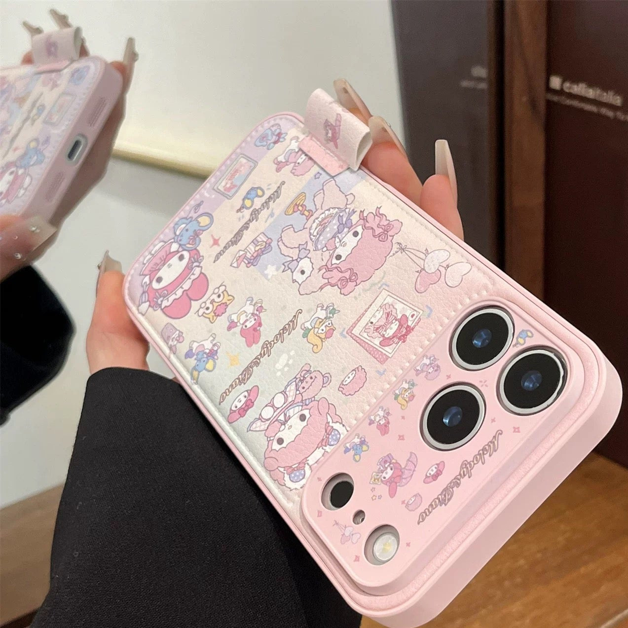 My Melody Embroidered Folding Stand Phone Case