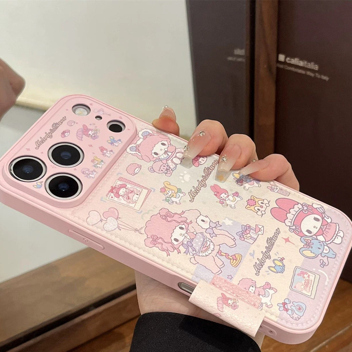 My Melody Embroidered Folding Stand Phone Case
