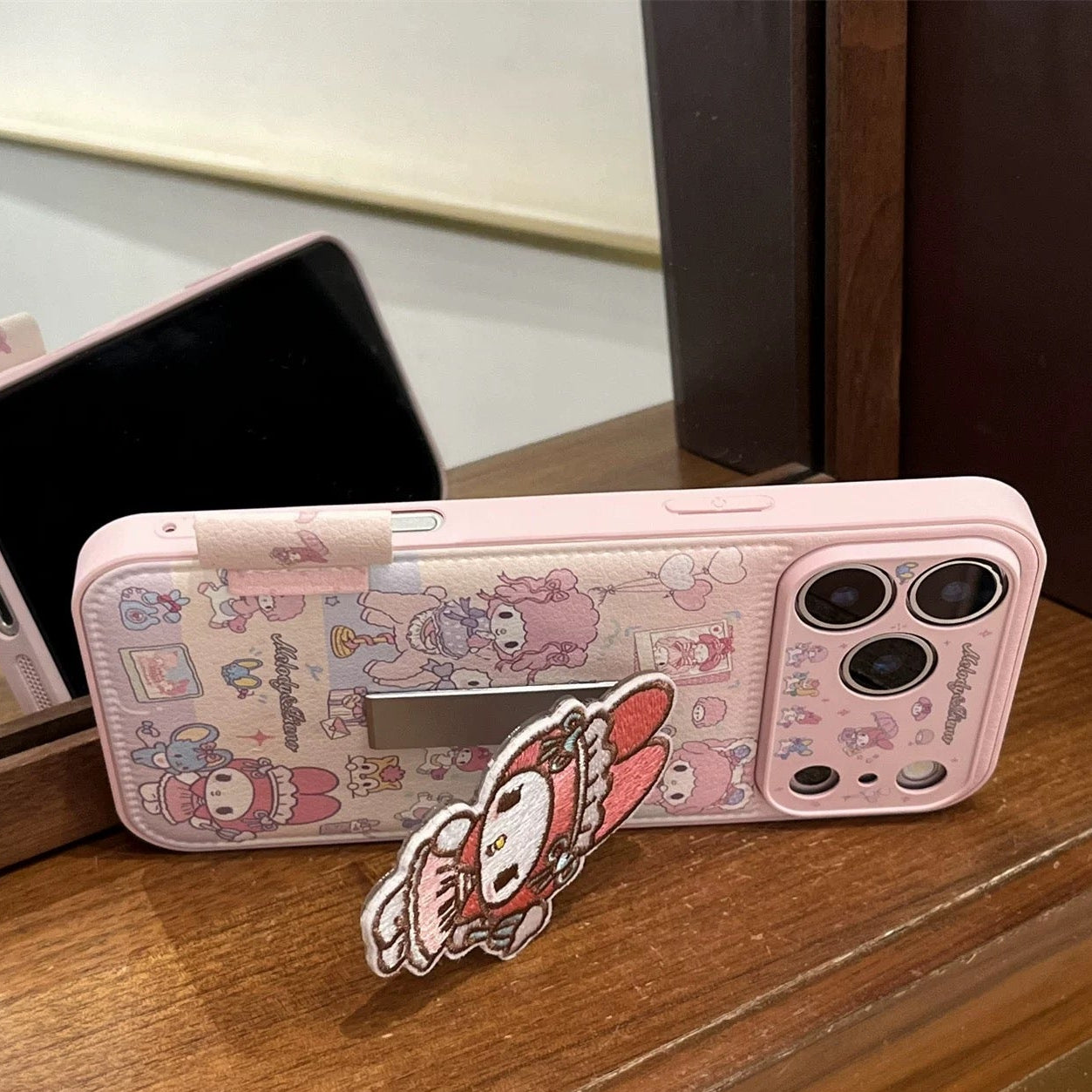 My Melody Embroidered Folding Stand Phone Case