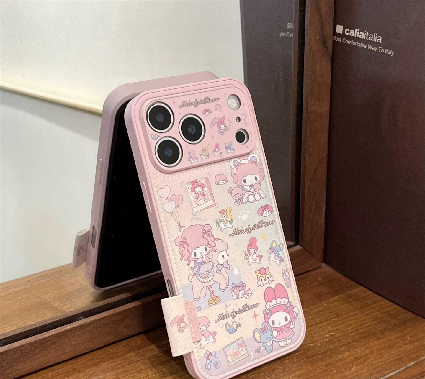 My Melody Embroidered Folding Stand Phone Case