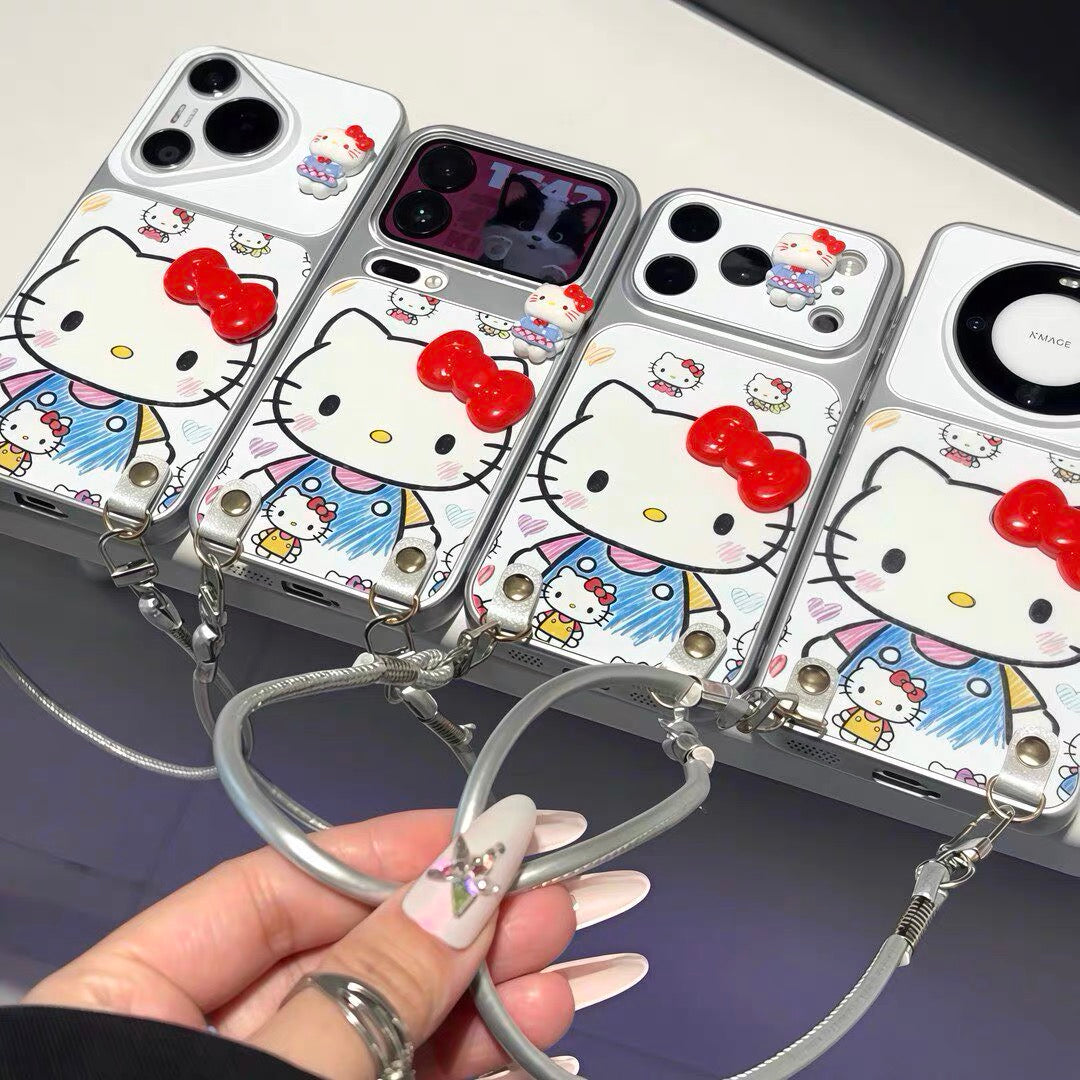 Graffiti Hello Kitty Figure Lanyard Phone Case