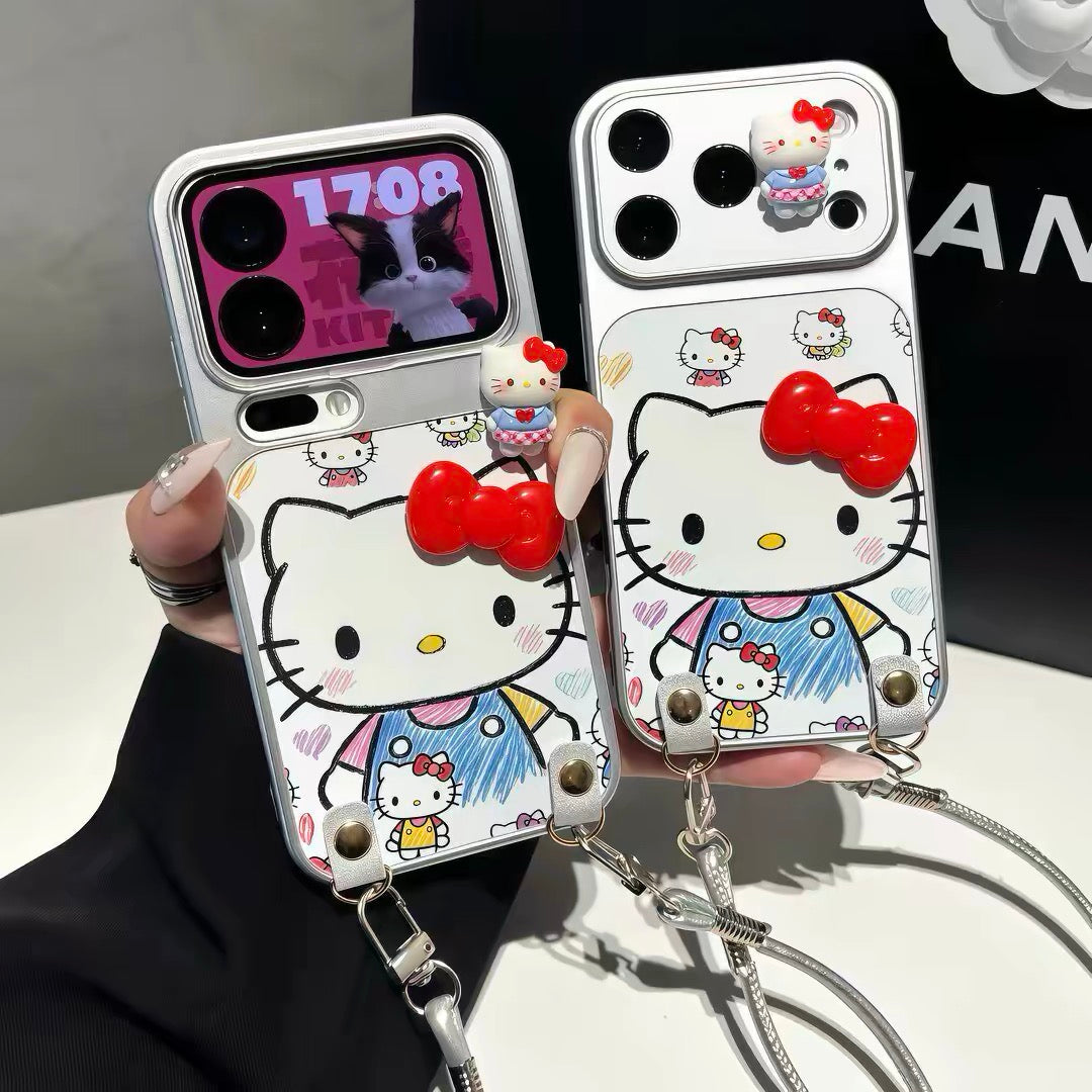 Graffiti Hello Kitty Figure Lanyard Phone Case