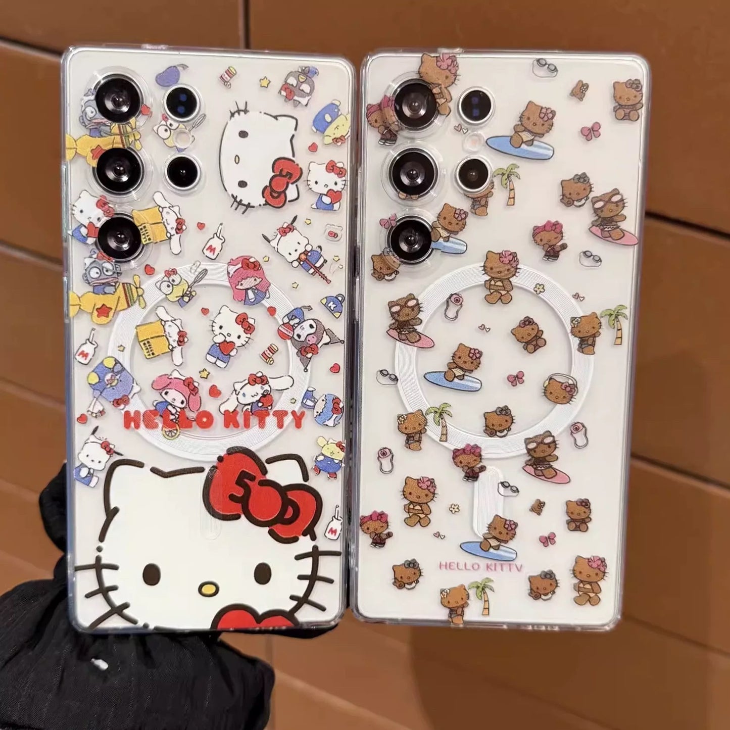 Samsung Hello Kitty Phone Case with Magnetic Mount, Kickstand, and Wrist Strap