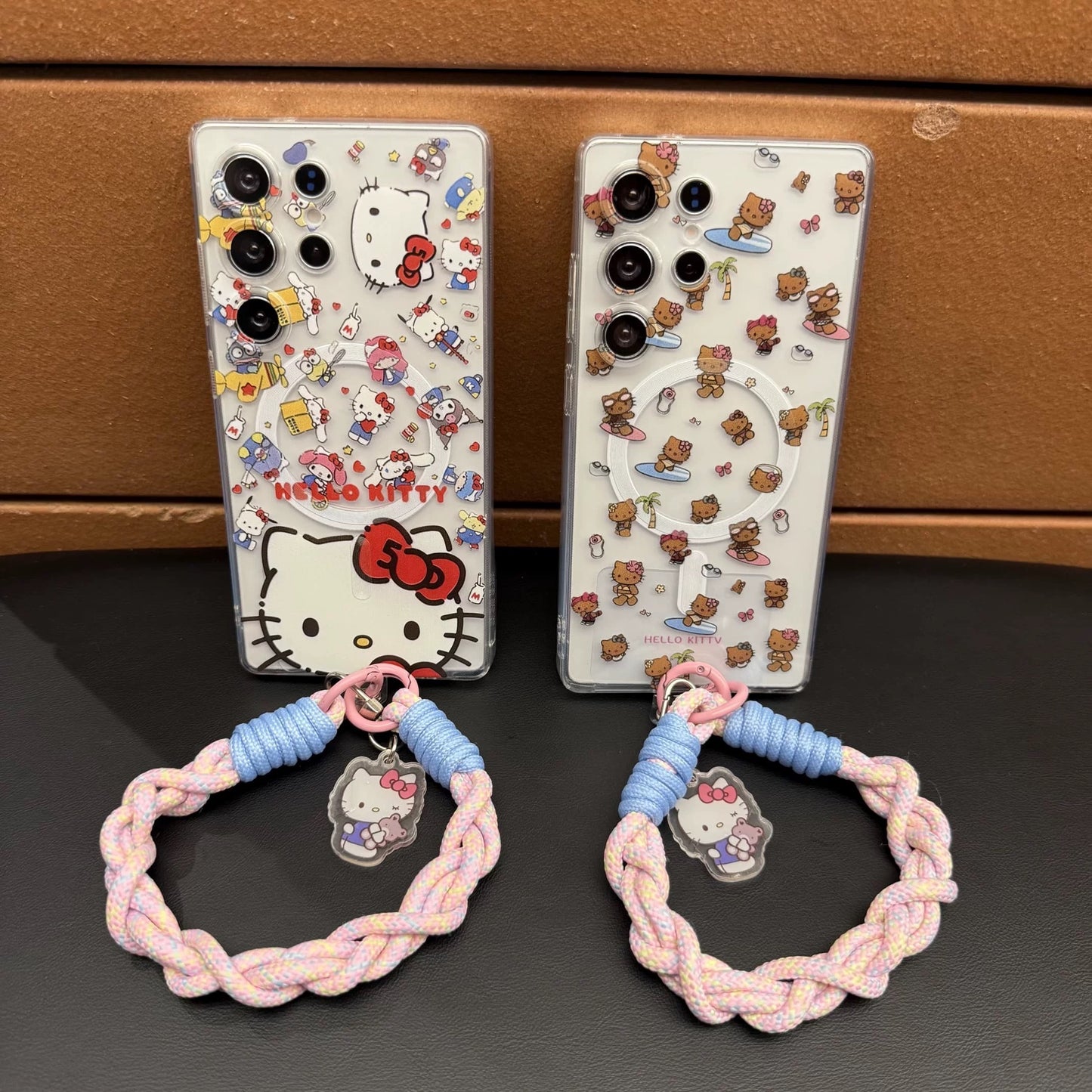 Samsung Hello Kitty Phone Case with Magnetic Mount, Kickstand, and Wrist Strap