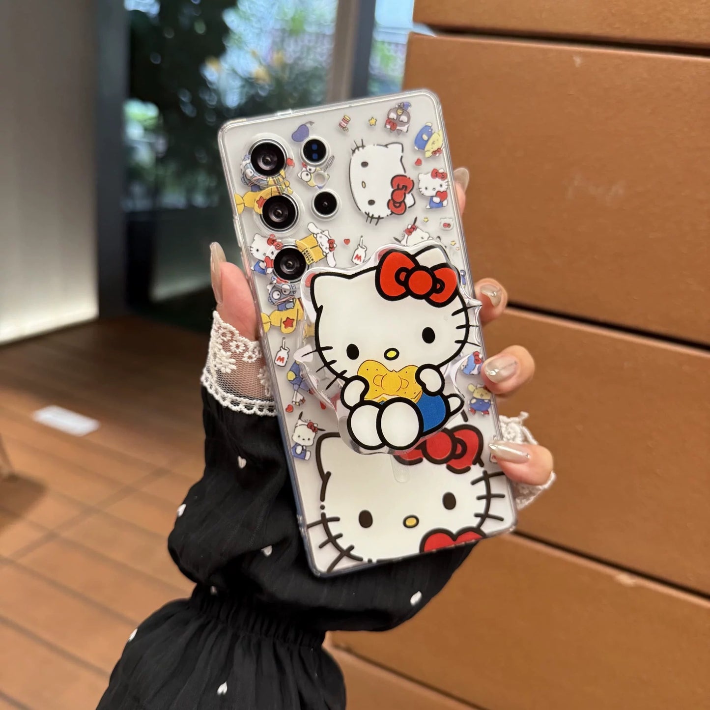Samsung Hello Kitty Phone Case with Magnetic Mount, Kickstand, and Wrist Strap