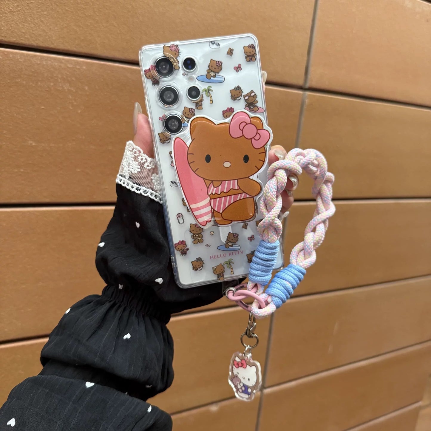 Samsung Hello Kitty Phone Case with Magnetic Mount, Kickstand, and Wrist Strap