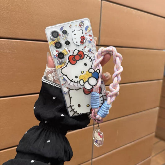Samsung Hello Kitty Phone Case with Magnetic Mount, Kickstand, and Wrist Strap