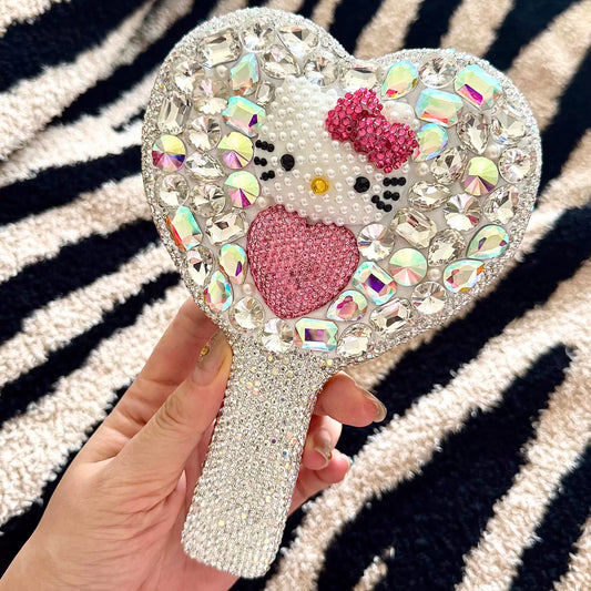 Full-Rhinestone Handheld Makeup Mirror – A Girly Birthday Gift for Best Friends