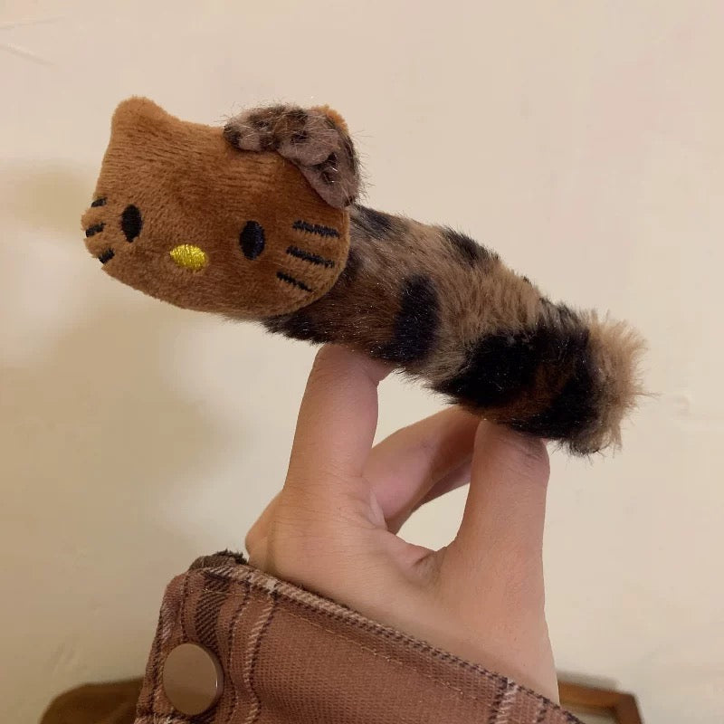 Leopard-print Hello Kitty scrunchie hair accessory