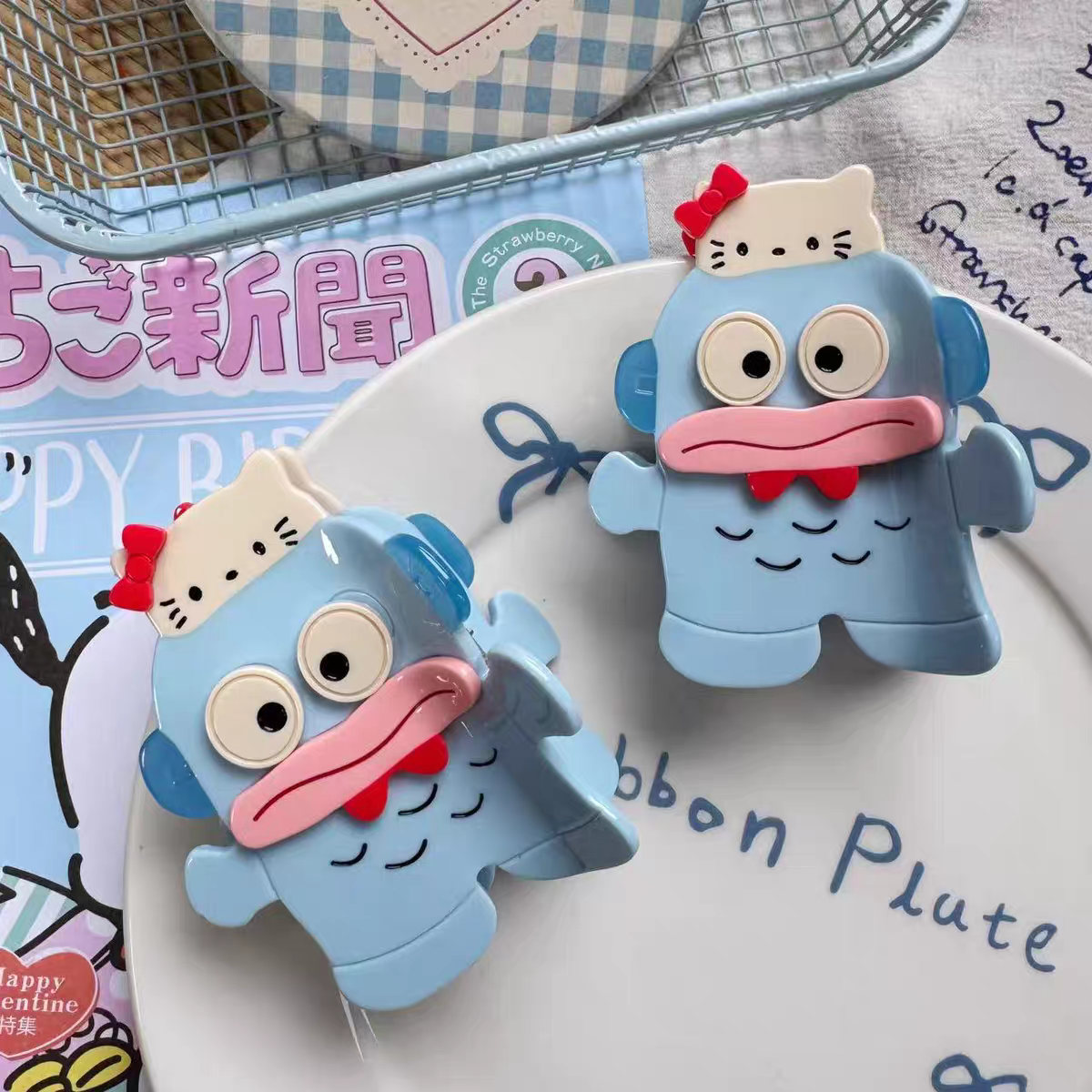 Hello Kitty, Clownfish, and My Melody hair clips