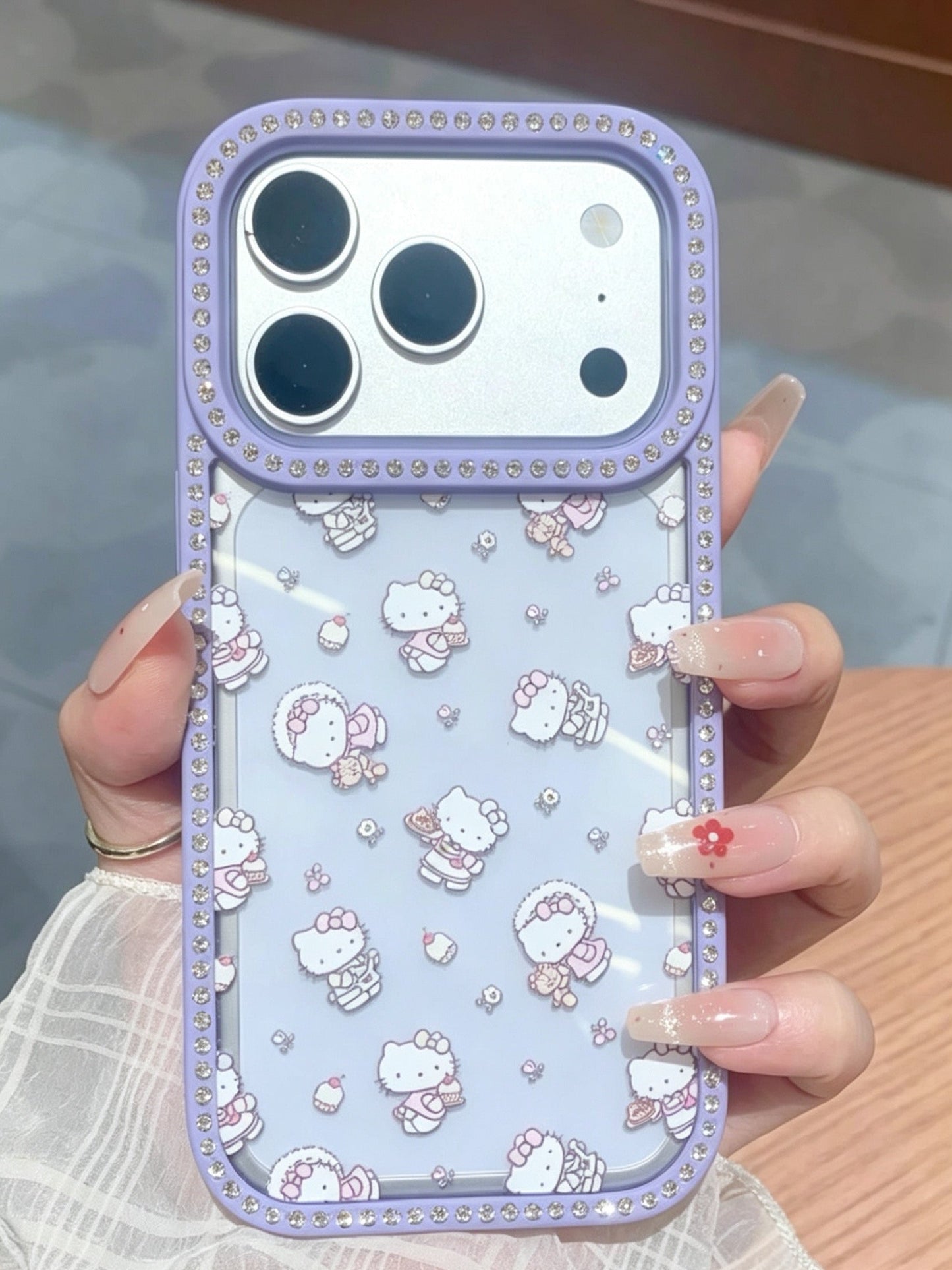 Purple Hello Kitty bow + small bear mirror
