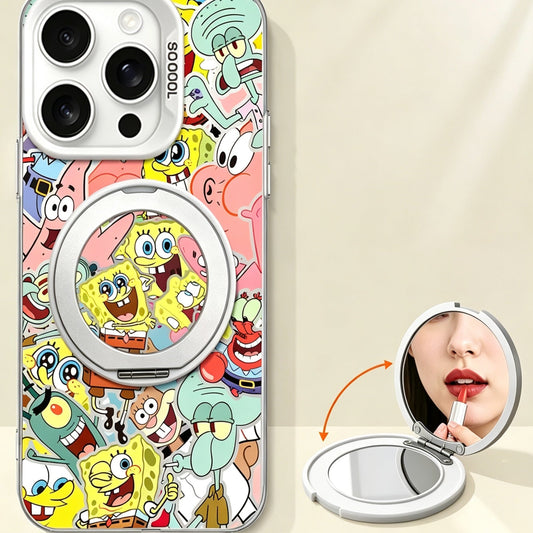 SpongeBob phone case with mirror, kickstand, and wrist strap