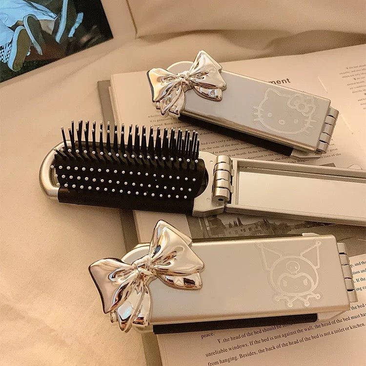 Cute cartoon portable folding air-cushion comb with mirror