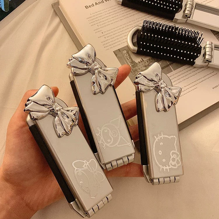 Cute cartoon portable folding air-cushion comb with mirror
