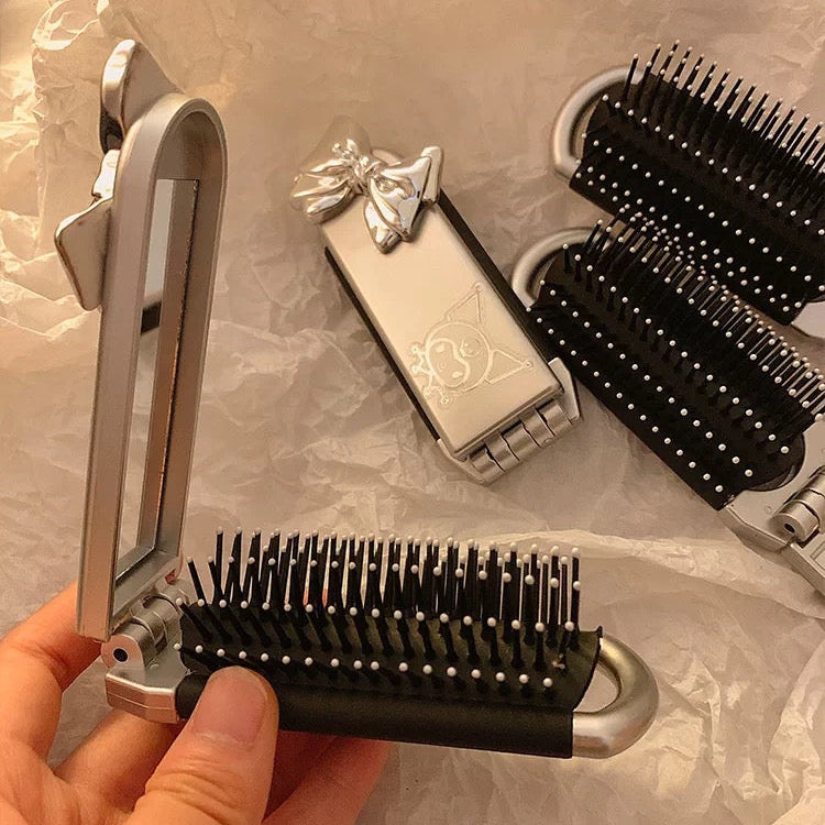 Cute cartoon portable folding air-cushion comb with mirror