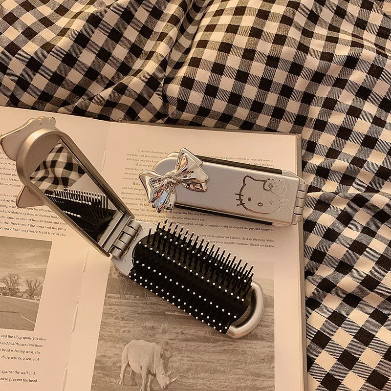 Cute cartoon portable folding air-cushion comb with mirror