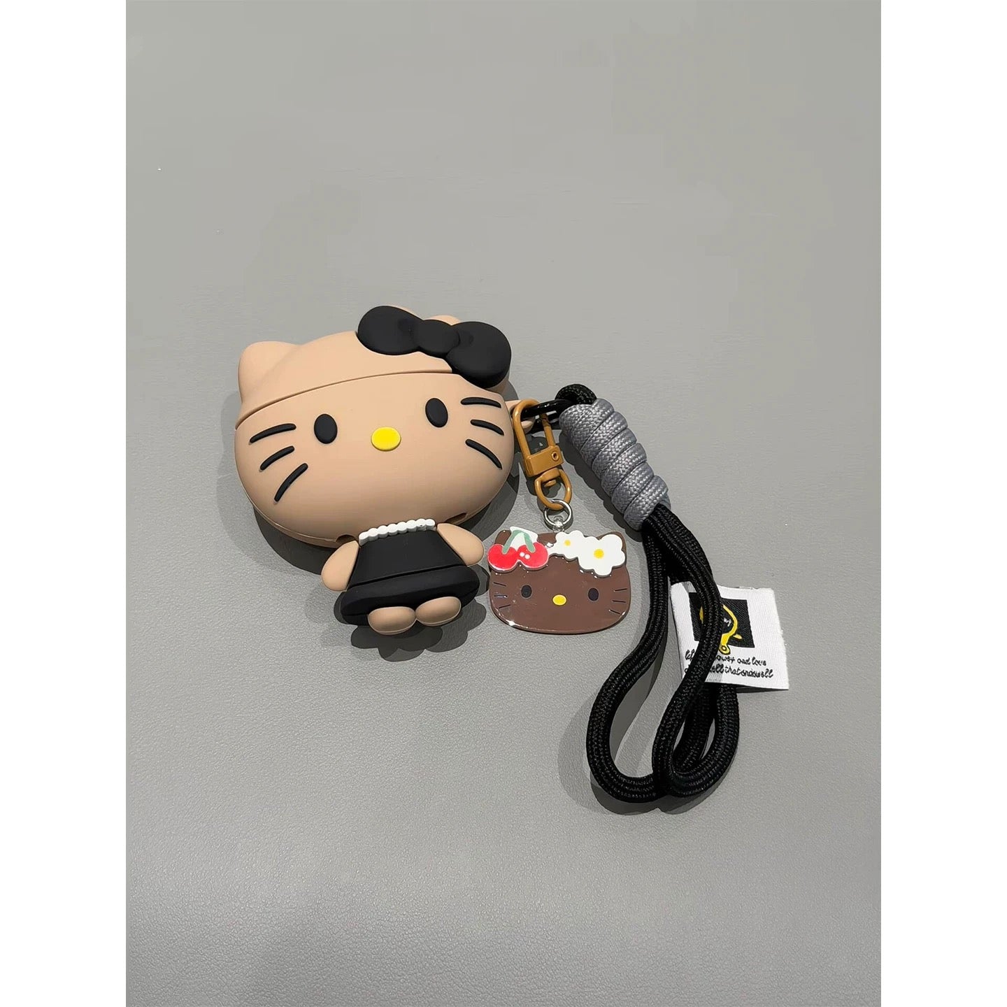 Kitty black lanyard charm, Apple earphone protective case