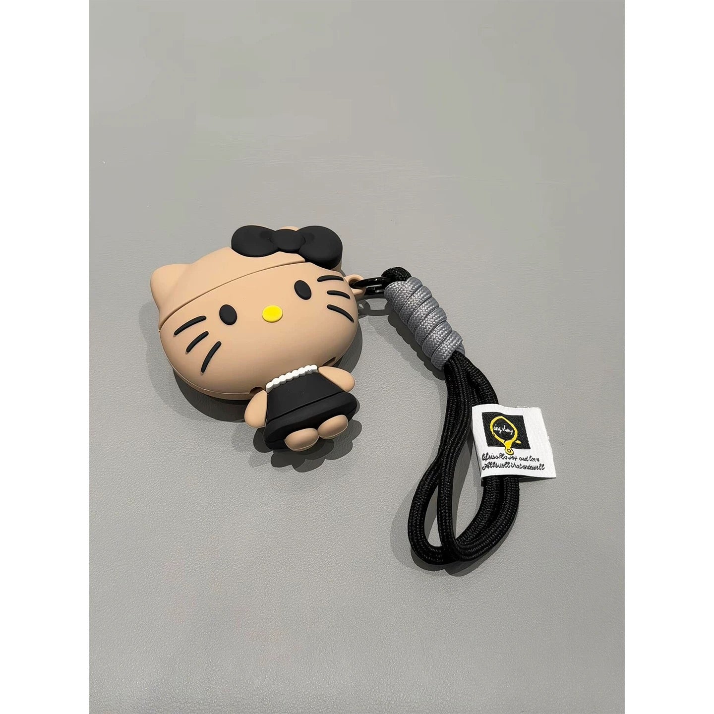 Kitty black lanyard charm, Apple earphone protective case