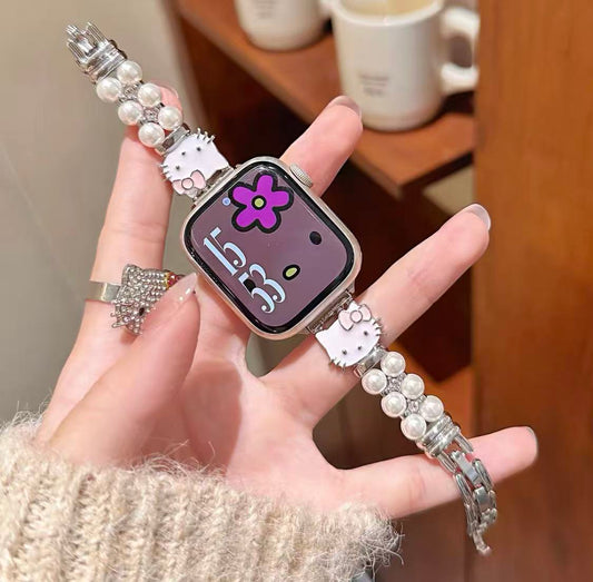 Hello Kitty Rhinestone and Pearl Apple Watch Band