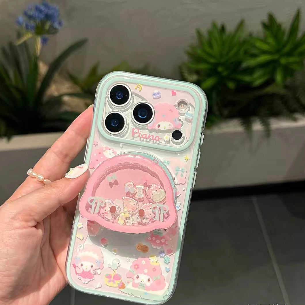 Magnetic Phone Case with Kickstand and Raised-Lip Full-Lens Protection