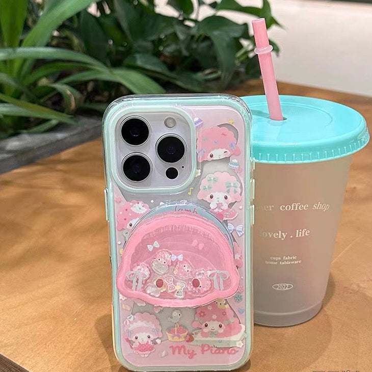 Magnetic Phone Case with Kickstand and Raised-Lip Full-Lens Protection