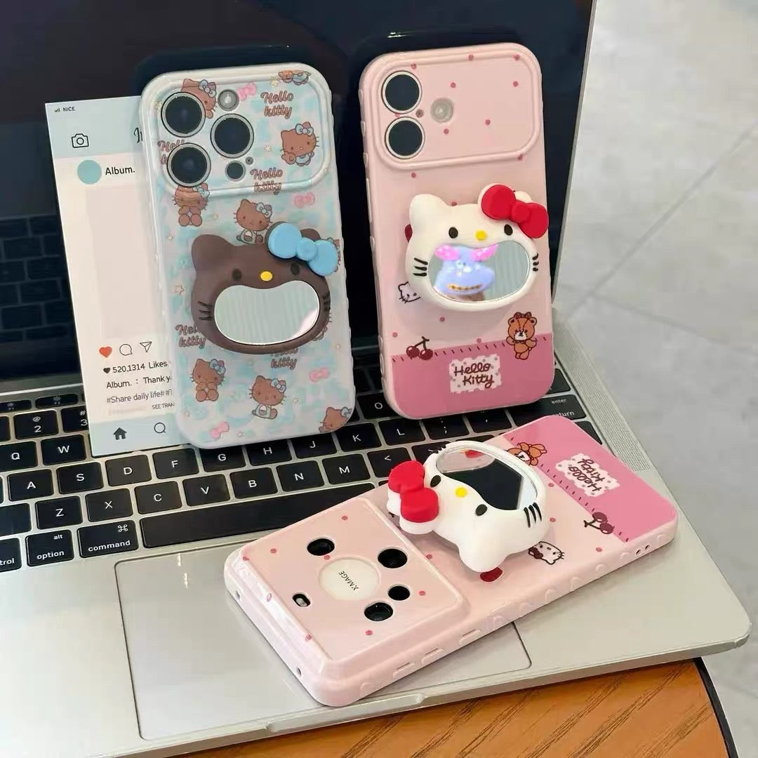 Big-Mouth Cat Mirror Stand Phone Case