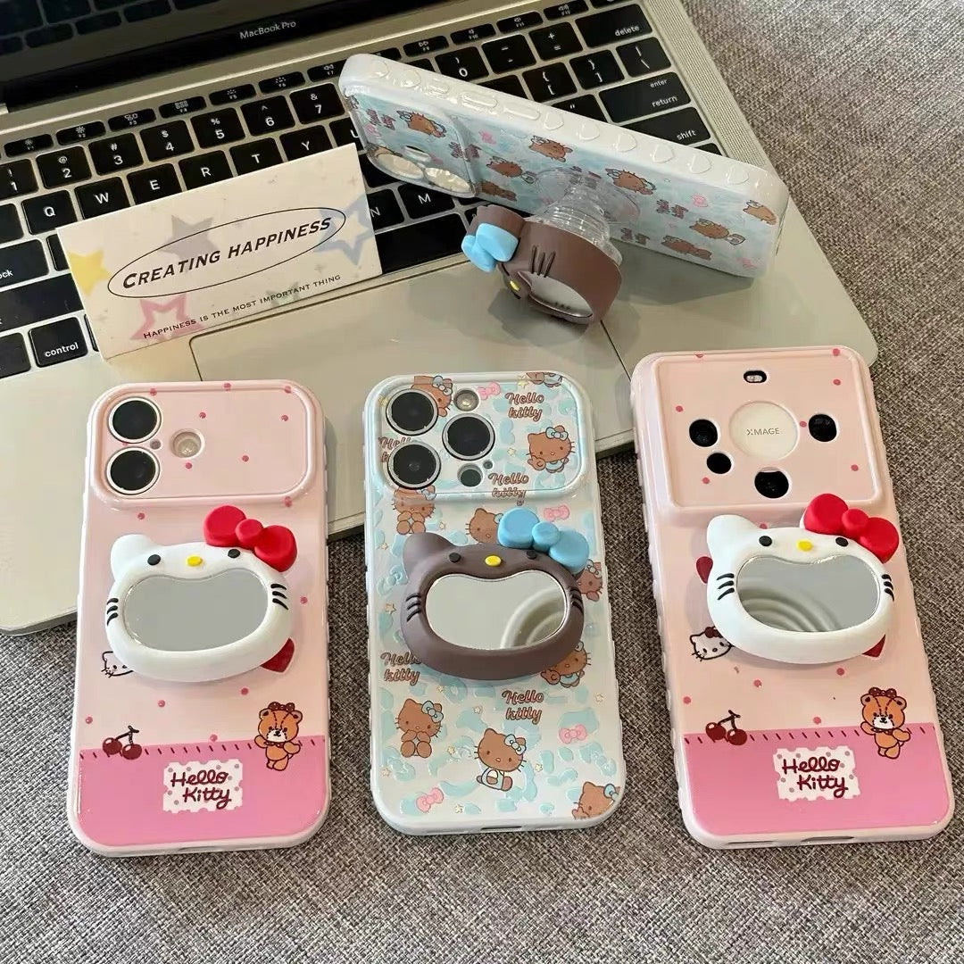 Big-Mouth Cat Mirror Stand Phone Case